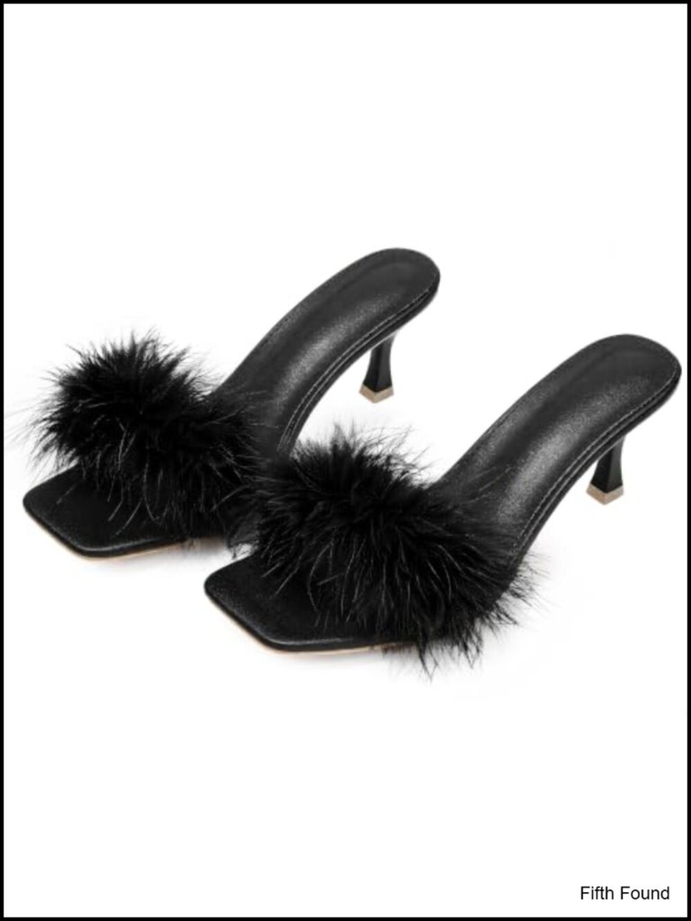 Women's Feather Kitten Heel Open Toe Sandals Slip On Faux Suede Heels